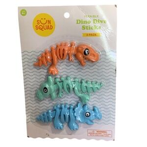 Sun Squad Flexible Dino Dive Sticks 3-Pack Pool Underwater Toys Ages 6+ NEW